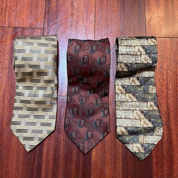 Ermenegildo Zegna Other - ERMENEGILDO ZEGNA TIE LOT OF 3 Geometric Silk Wool Designer Luxury Made In Italy
